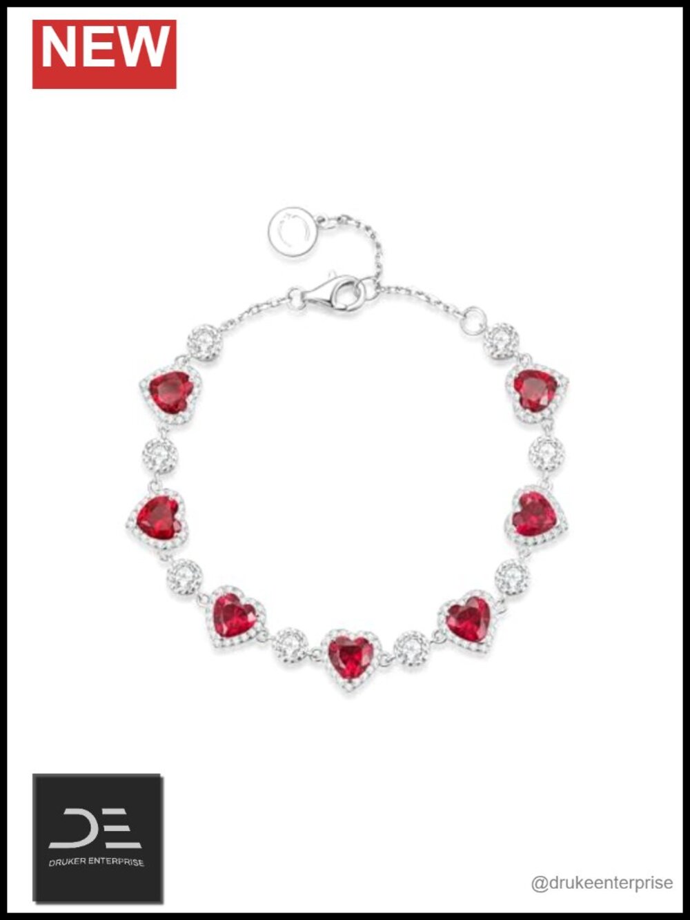 Sterling Silver Tennis Bracelet Heart Halo Design Women Gemstone Jewelry Gift